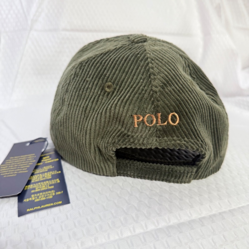 AUTHENTIC VINTAGE MEN'S POLO RALPH LAUREN GREEN CORDUROY CAP M/L EXCELLENT - Picture 3 of 5